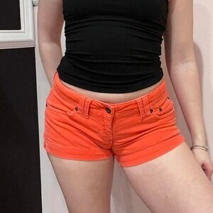 y2k orange low rise corduroy shorts size 29